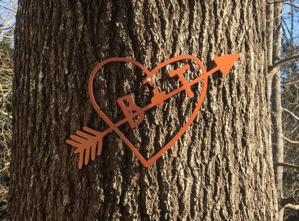 Old Tree Carved Heart Initials Wedding Stamps