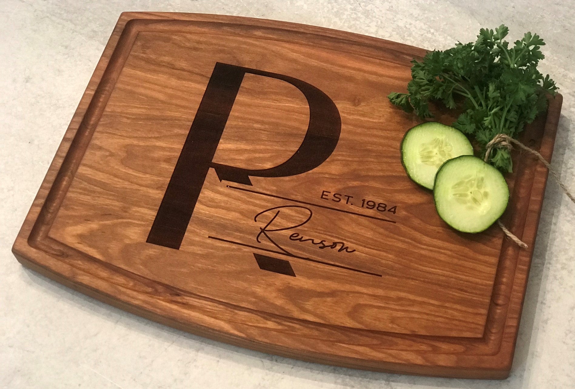 Personalized Monogram Last Name Cutting Board